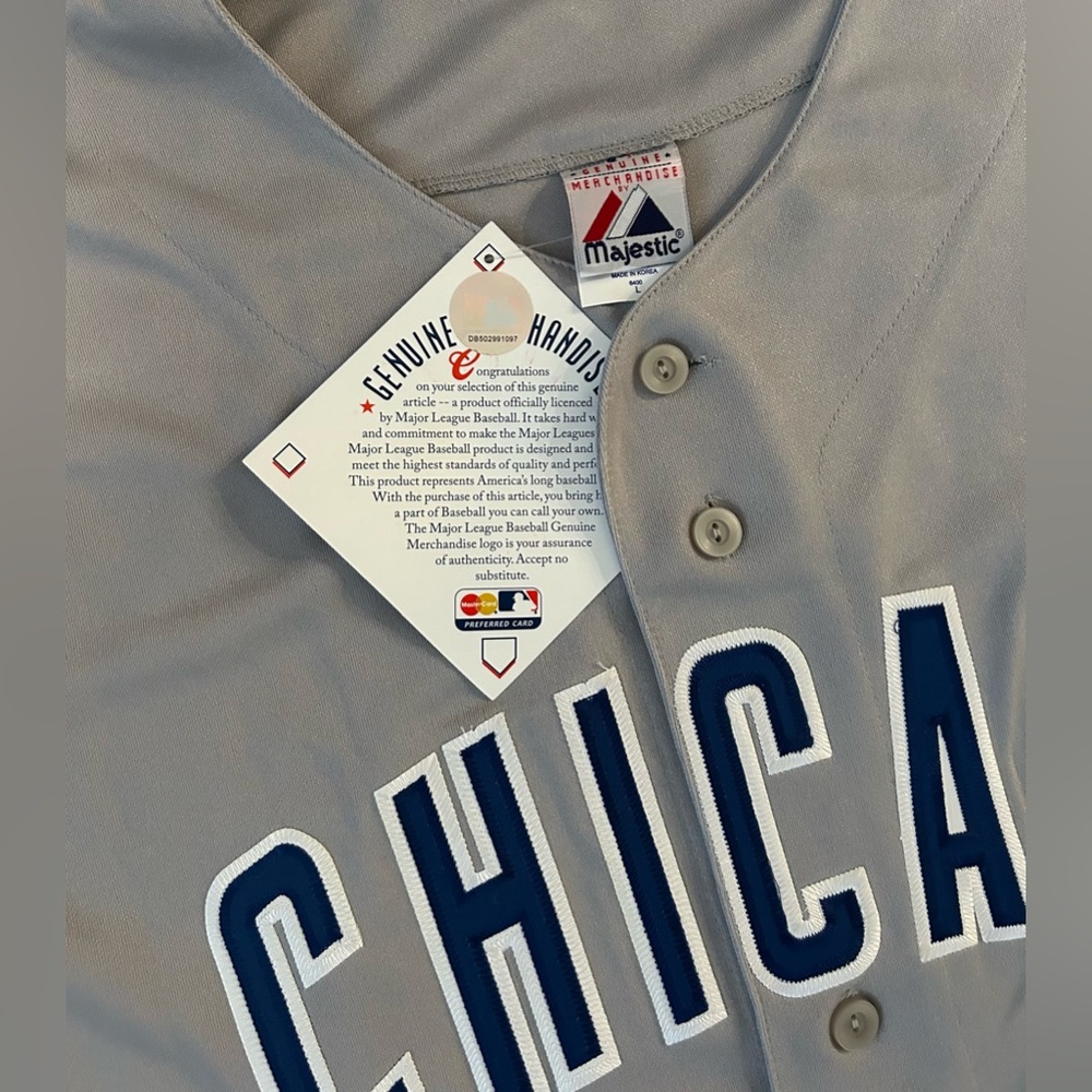 Majestic Authentic Chicago Cubs Mark Grace #17 Gray Baseball Jersey Men’s Sz: L - Picture 3 of 7